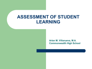 ASSESSMENT OF STUDENT LEARNING