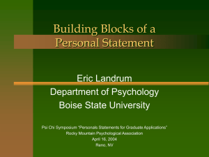 Building Blocks of a Personal Statement - Psychology