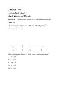 SAT Prep Class Unit 1: Algebra Review Day 3: Factors and Multiples
