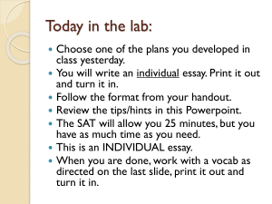 Lab day 2 SAT essay developmt research prompts, RAFT