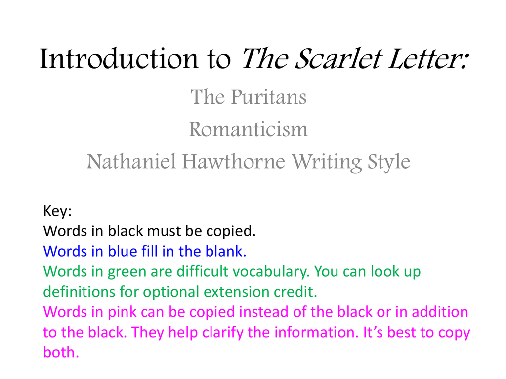 transcendentalism in the scarlet letter