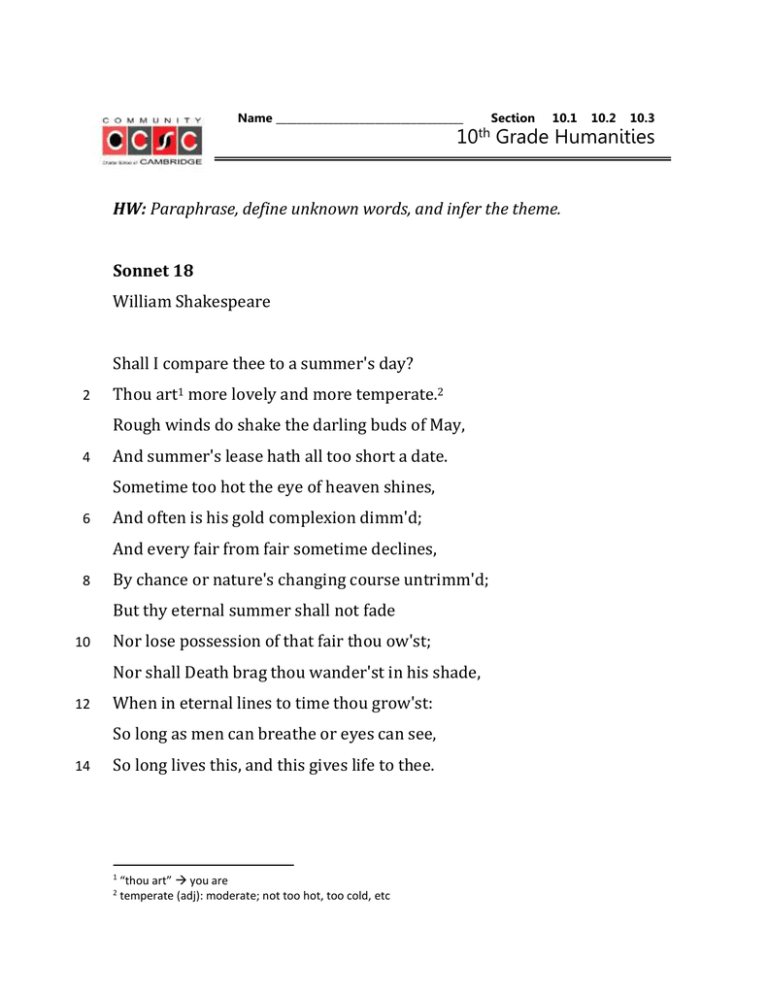 sonnet 18 figurative language