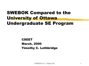 SWEBOK Compared to the University of Ottawa Undergraduate SE