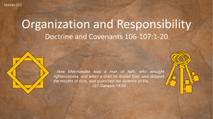 lesson 111 D&C 106 107 1-20 Organization and Responsibility