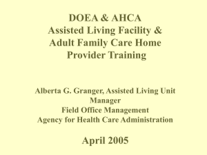 DOEA & AHCA Assisted Living Facility & Adult Family Care Home