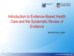 Introduction to Evidence-Based Health Care and