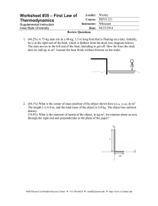 Worksheet 35 - First Law of Thermodynamics