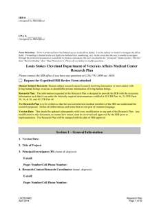 Research Plan - Cleveland VA Medical Research and Education