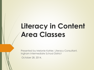 Literacy in Content Area Classes - Ingham Intermediate School District