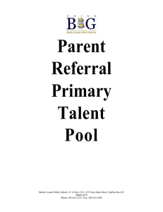 Parent Referral Talent Pool (Grades K-3)