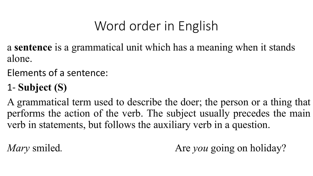 Word Order In English