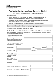 Form to apply to be a domestic student - for Parents