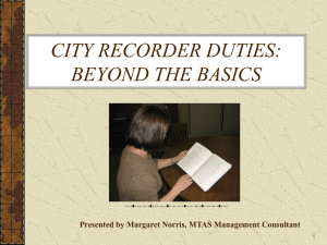 City Recorder Duties, Beyond the Basics