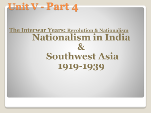 India & SW Asia Nationalism & Independence