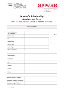 Application form - Master's scholarship