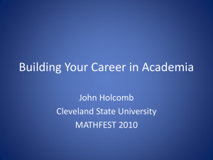 Building Your Career in Academia