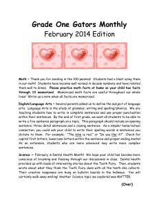 Grade 1 "Gators Monthly" February 2014
