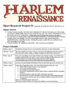 Harlem Renaissance Short Research Assignment