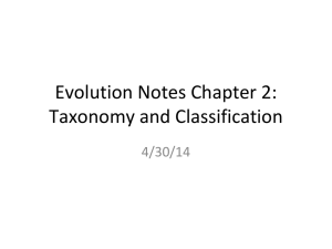 Evolution Notes Chapter 2: Taxonomy and