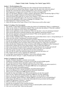 Chapter 2 Study Guide: “Forming a New Nation” (pages 30