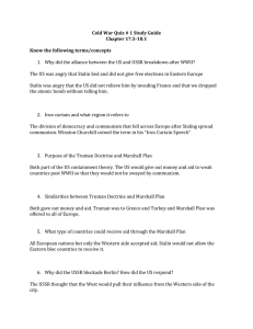 Cold War Quiz # 1 Study Guide Chapter 17.5