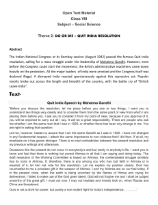 Social Science Theme 2: DO OR DIE – QUIT INDIA RESOLUTION
