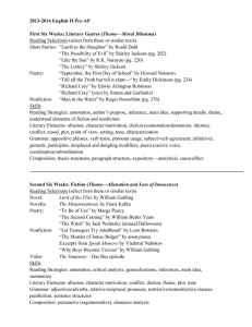 2013-2014 English II Pre-AP First Six Weeks: Literary Genres