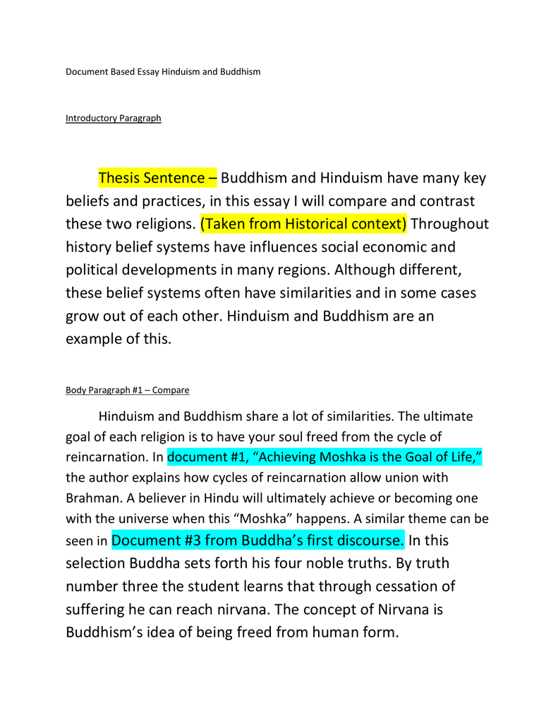 compare and contrast hinduism and buddhism thesis