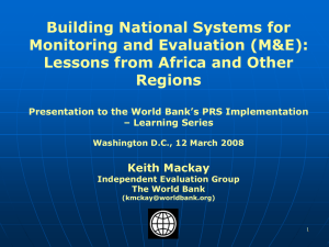 Building National Systems for Monitoring and Evaluation (M&E)