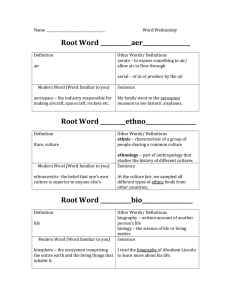 Root word sheet filled in