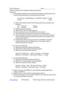 PSI AP Chemistry Name Chapter Problems Part E: Oxidation