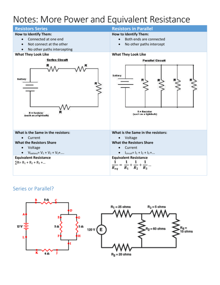 Series Parallel Circuits Calculating Resistance