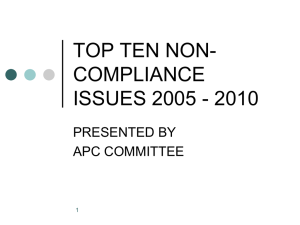 Top 10 Non Compliance Issues 2005 - 2010