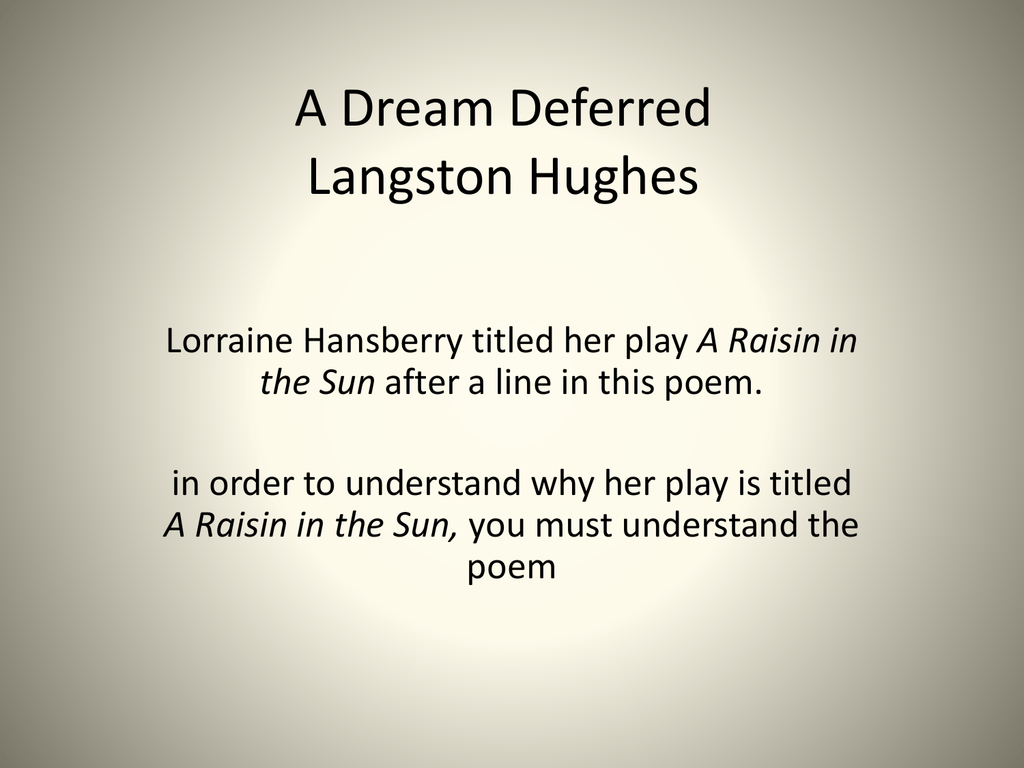 What Is A Dream Deferred Poem Sitedoct