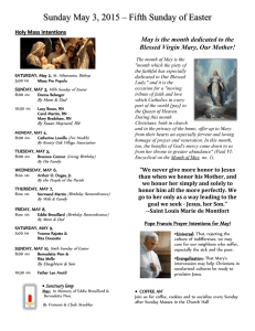 Sunday May 3, 2015 Fifth Sunday of Easter