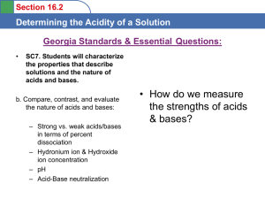 Section 16.2 Determining the Acidity of a Solution