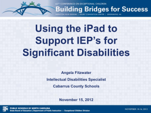 Ipad Support for IEP's with Significant Disabilities