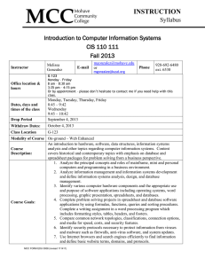 CIS 110 Introduction to Computer Information