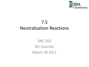 Note on neutralization reactions