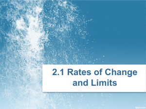 PPT 2.1 Rates of Change and Limits