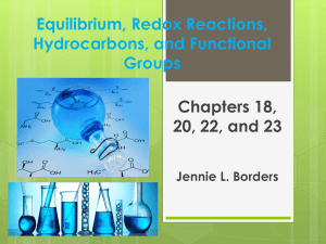 Equilibrium, Redox Reactions, Hydrocarbons, and Functional Groups