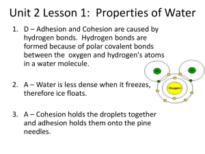 Unit 2 Lesson 1: Properties of Water
