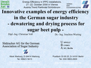 Innovative examples of energy efficiency in the German sugar