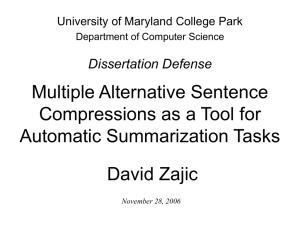 Dissertation Defense Multiple Alternative Sentence Compressions