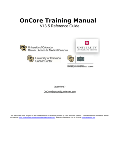 OnCore Training Manual - University of Colorado Denver