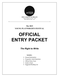The 2015 YOUNG PLAYWRIGHTS FESTIVAL