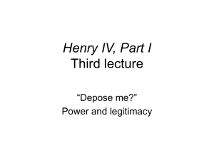 Henry IV, Part I Third lecture