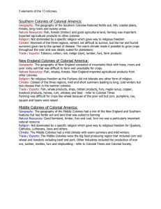 Southern Colonies of Colonial America