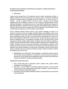 Description of survey indicators of travel & tourism companies, in