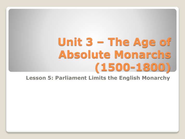 Parliament Limits The English Monarchy Answer Key